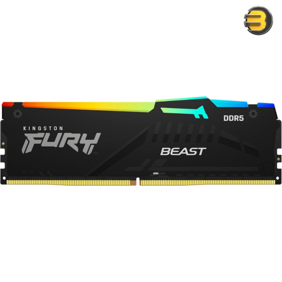 Kingston FURY Beast RGB 64GB (2x32GB) DDR5 6000MT/s CL36 Desktop Memory - Infrared Sync Technology - AMD EXPO Certified - Plug N Play - KF560C36BBEAK2-64