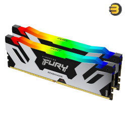 Kingston FURY Renegade RGB Black 64GB (2x32GB) DDR5-6400 CL32 288-Pin DIMM Kit — Dual Rank 2Rx8, RGB Lighting with Infrared Sync, Intel XMP 3.0, 1.4V, Silver/Black Heatspreaders, High Performance Gaming Memory