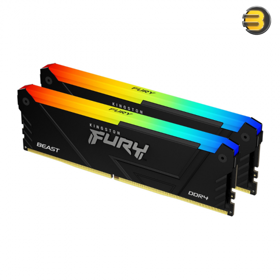 Kingston FURY Beast DDR4 3200MHz 16GB Kit (2×8GB) CL16 – Intel XMP Certified, Black Heatspreader (KF432C16BB2AK2/16)