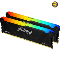 Kingston FURY Beast RGB 64GB (2x32GB) DDR4 3200MT/s CL16 Desktop Memory - Intel XMP - AMD Ryzen Compatible - Plug N Play - Infrared Sync Technology - KF432C16BB2AK2/64