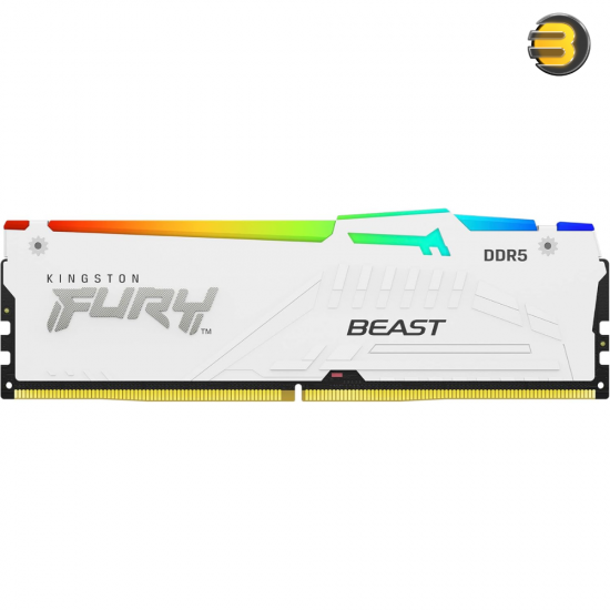 Kingston FURY Beast White RGB 64GB (2x32GB) DDR5 6000MT/s CL36 - Infrared Sync Technology - FURY CTRL Software - AMD EXPO Certified - Overclocking Ready - Plug N Play - KF560C36BWEAK2-64