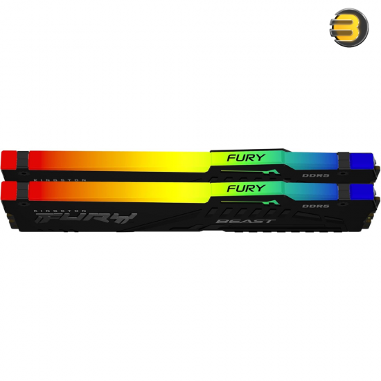 Kingston FURY Beast RGB 64GB (2x32GB) DDR5 6000MT/s CL36 Desktop Memory - Infrared Sync Technology - AMD EXPO Certified - Plug N Play - KF560C36BBEAK2-64