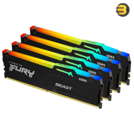 Kingston FURY Beast RGB Black 64GB (4x16GB) DDR5-6000 CL40 288-Pin DIMM Kit — RGB Lighting with Infrared Sync Technology, Intel XMP 3.0 Certified, Black Heatspreaders, High Performance Gaming Memory