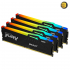 Kingston FURY Beast RGB Black 64GB (4x16GB) DDR5-6000 CL40 288-Pin DIMM Kit — RGB Lighting with Infrared Sync Technology, Intel XMP 3.0 Certified, Black Heatspreaders, High Performance Gaming Memory