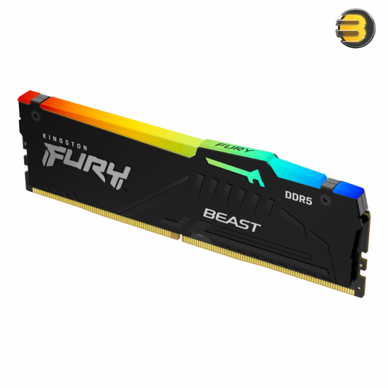 Kingston FURY Beast DDR5 8GB 5200MT/s CL36 RGB Memory Module — 288-Pin DIMM, 1.25V, EXPO and Intel XMP 3.0 Ready, On-Die ECC, Low Latency