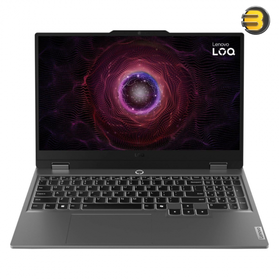 Lenovo LOQ 15IRX9 gaming laptop in Luna Grey with 15.6-inch FHD 144Hz IPS display, Core i7-13650HX, RTX 4050 105W TGP and Arabic backlit keyboard