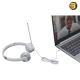 Lenovo 100 Stereo Analog Headset GXD1B60597 Silver — Binaural Over-Ear Design, 3.5mm Audio Jack, 1.2m Cable, 2x30mm Drivers, 20Hz – 20kHz Frequency, 32Ω Impedance, 98±3dB Sensitivity, Includes Microphone, Lightweight 0.11kg, Plug-and-Play for All OS.