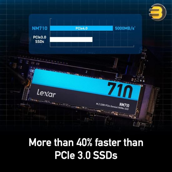 Lexar NM710 SSD 500GB PCIe Gen4 NVMe M.2 2280 Internal Solid State Drive, Up to 5000MB/s