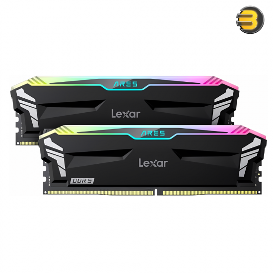 Lexar 32GB (2x16GB) ARES RGB DDR5 RAM 6000MT/s CL30 Desktop Memory - AMD Expo and Intel XMP 3.0, Black