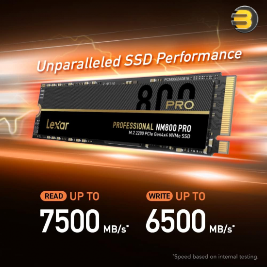 Lexar Professional NM800 PRO SSD 2TB PCIe Gen4 NVMe M.2 2280 Internal Solid State Drive, Up to 7500MB/s Read, for PS5, Gamers and Creators
