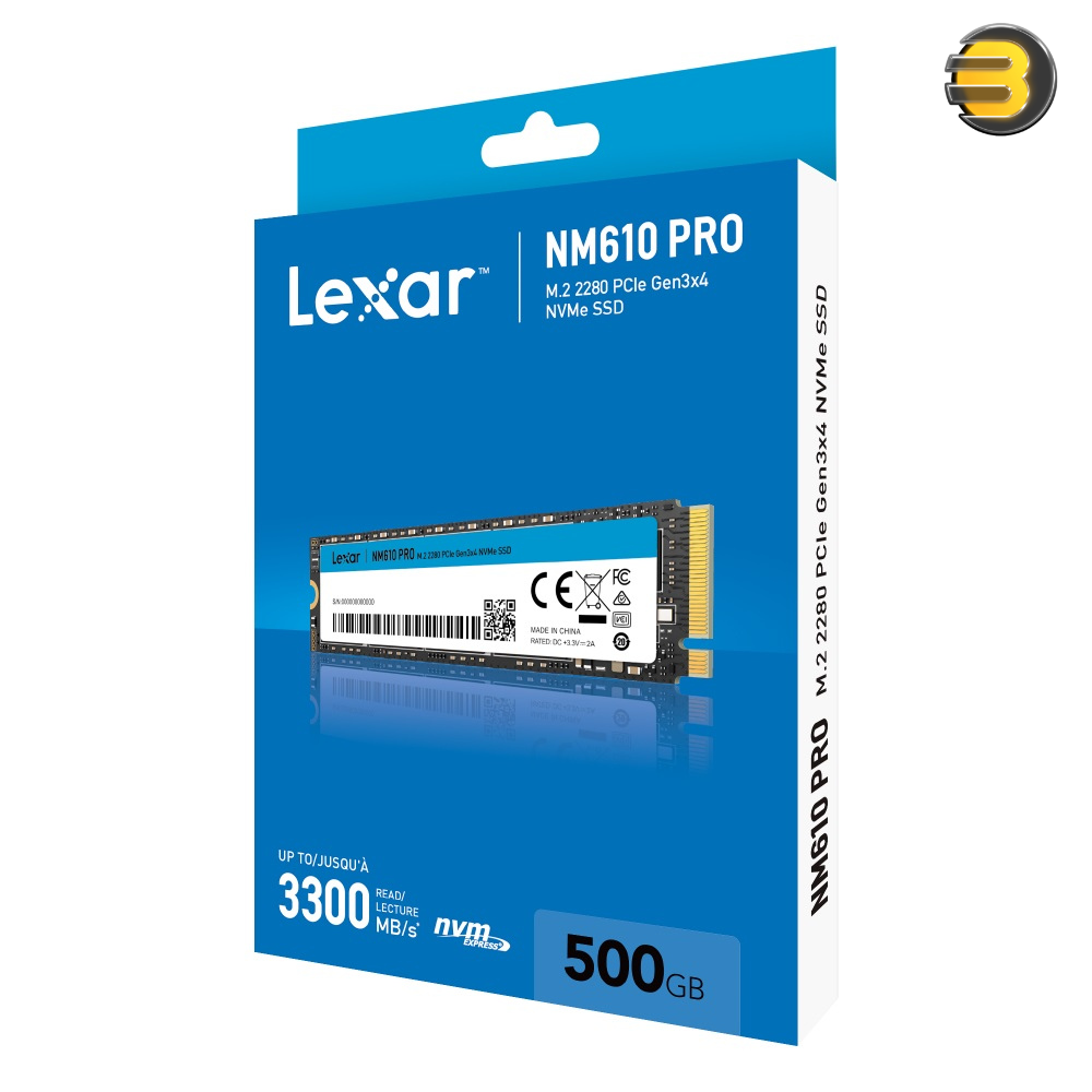 Lexar NM610 PRO 500GB SSD, Up to 3300MB/s Read, Write 1700MB/S