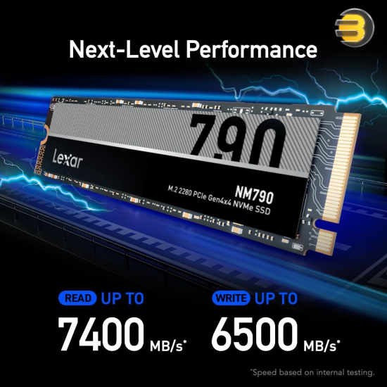 Lexar NM790 SSD 1TB PCIe Gen4 NVMe M.2 2280 Internal Solid State Drive, Up to 7400MB/s, Compatible with PS5, for Gamers and Creators