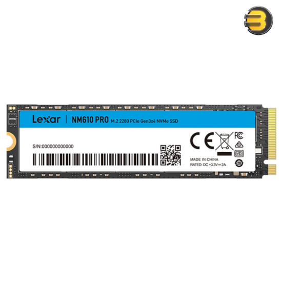 Lexar NM610 PRO 500GB SSD, Up to 3300MB/s Read, Write 1700MB/S, NVMe 1.4 PCIe Gen 3x4 M.2 2280