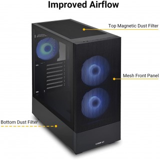 LIAN LI Mesh Airflow ATX PC Case Gaming Computer Case Mid-Tower Chassis with 3 ARGB PWM Fans Pre-Installed Mesh Front Panel Tempered Glass Side Panel Water-Cooling Ready(LANCOOL 205 MESH Black)