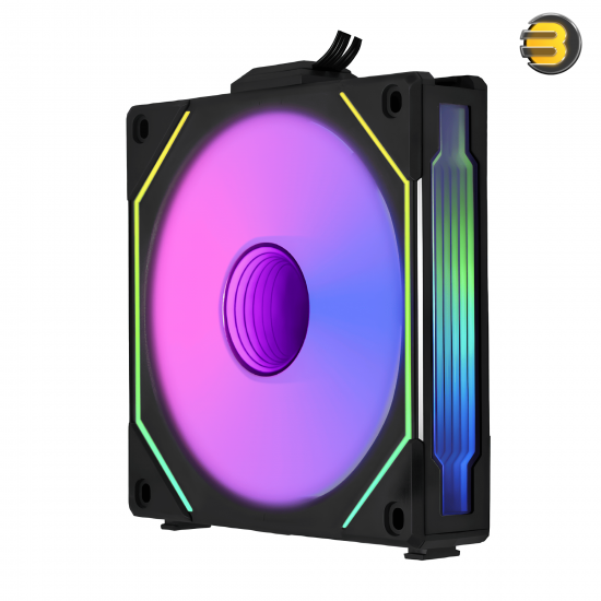 Lian Li UNI FAN SL-INF120 Reverse Blade Black 120mm ARGB PWM Fan — 200–2100 RPM, 63.6 CFM, 2.02 mmH2O, 32 dB(A), Fluid Dynamic Bearing, No Controller, PBT/PC/Aluminum, 120x122x25mm, 2-Year Warranty