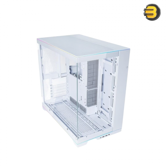Lian Li O11 Dynamic EVO RGB Mid Tower Case White — Dual L-Shaped ARGB Light Strips, Tempered Glass Front & Side Panels with Removable Pillar, Adjustable Motherboard I/O, Supports Up to 420mm Radiators, 140mm Fans, Vertical GPU Mounting Option Lian Li O11 Dynamic EVO RGB Mid Tower Case White — Dual L-Shaped ARGB Light Strips, Tempered Glass Front & Side Panels with Removable Pillar, Adjustable Motherboard I/O, Supports Up to 420mm Radiators, 140mm Fans, Vertical GPU Mounting Option