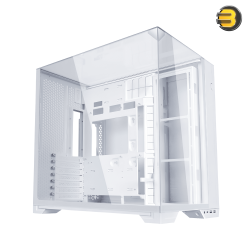 Lian Li O11 Vision Compact Tower Computer Case White — Up to 360mm Radiator & 9x 120mm Fan Support, 1x 4mm & 1x 3mm Tempered Glass Panels, Steel & Aluminum Materials