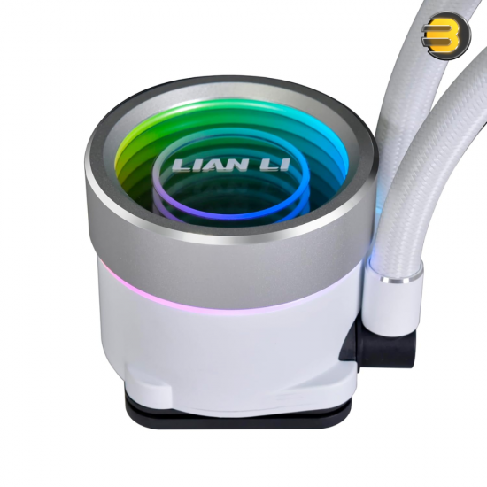 Lian Li Galahad II Trinity 360 White AIO Liquid CPU Cooler — 360mm Aluminum Radiator (397.5x119.2x27mm), 3200 RPM Pump, 3x 120mm ARGB PWM Fans (2450 RPM, 89.1 CFM, 3.26 mmH2O), Fluid Dynamic Bearing, Intel & AMD Socket Compatible Lian Li Galahad II Trinity 360 White AIO Liquid CPU Cooler — 360mm Aluminum Radiator (397.5x119.2x27mm), 3200 RPM Pump, 3x 120mm ARGB PWM Fans (2450 RPM, 89.1 CFM, 3.26 mmH2O), Fluid Dynamic Bearing, Intel & AMD Socket Compatible