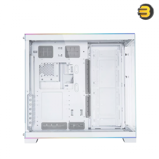 Lian Li O11 Dynamic EVO RGB Mid Tower Case White — Dual L-Shaped ARGB Light Strips, Tempered Glass Front & Side Panels with Removable Pillar, Adjustable Motherboard I/O, Supports Up to 420mm Radiators, 140mm Fans, Vertical GPU Mounting Option Lian Li O11 Dynamic EVO RGB Mid Tower Case White — Dual L-Shaped ARGB Light Strips, Tempered Glass Front & Side Panels with Removable Pillar, Adjustable Motherboard I/O, Supports Up to 420mm Radiators, 140mm Fans, Vertical GPU Mounting Option