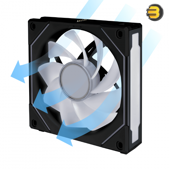 Lian Li UNI FAN SL-INF120 Reverse Blade Black 120mm ARGB PWM Fan — 200–2100 RPM, 63.6 CFM, 2.02 mmH2O, 32 dB(A), Fluid Dynamic Bearing, No Controller, PBT/PC/Aluminum, 120x122x25mm, 2-Year Warranty