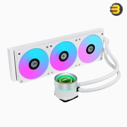 Lian Li Galahad II Trinity 360 White AIO Liquid CPU Cooler — 360mm Aluminum Radiator (397.5x119.2x27mm), 3200 RPM Pump, 3x 120mm ARGB PWM Fans (2450 RPM, 89.1 CFM, 3.26 mmH2O), Fluid Dynamic Bearing, Intel & AMD Socket Compatible