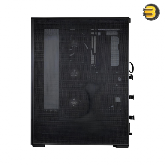Lian-Li SUP01 Small Tower ATX Case Black — Stand Up Platform Design, Front GPU Mount, Pre Installed 3 X 120mm PWM & PCIe 4.0 Riser Cables, 3 Side Mesh Panels, Dual ARGB Strip Lights