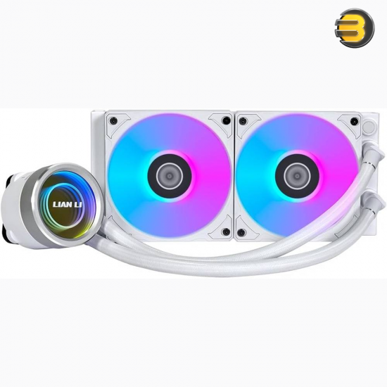 Lian Li Galahad II Trinity 240 White AIO Liquid CPU Cooler — 240mm Aluminum Radiator, 3200 RPM Pump, 2x 120mm ARGB PWM Fans (300-2450 RPM), 3.26 mmH2O Static Pressure, 79.9 CFM, Fluid Dynamic Bearing, Intel LGA 1700/1200/115x & AMD AM5/AM4 Lian Li Galahad II Trinity 240 White AIO Liquid CPU Cooler — 240mm Aluminum Radiator, 3200 RPM Pump, 2x 120mm ARGB PWM Fans (300-2450 RPM), 3.26 mmH2O Static Pressure, 79.9 CFM, Fluid Dynamic Bearing, Intel LGA 1700/1200/115x & AMD AM5/AM4