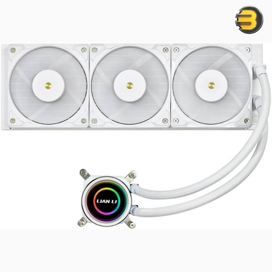 Lian Li Galahad II Trinity Performance 360mm AIO Liquid CPU Cooler — White, 4200 RPM Pump, Double-Wave Radiator Fins, 3x 120mm LCP Daisy-Chainable Fans (200-3000 RPM), 109.6 CFM Max Airflow, Fluid Dynamic Bearing, Intel LGA 1700/1200/115x & AMD AM5/AM Lian Li Galahad II Trinity Performance 360mm AIO Liquid CPU Cooler — White, 4200 RPM Pump, Double-Wave Radiator Fins, 3x 120mm LCP Daisy-Chainable Fans (200-3000 RPM), 109.6 CFM Max Airflow, Fluid Dynamic Bearing, Intel LGA 1700/1200/115x & AMD AM5/AM