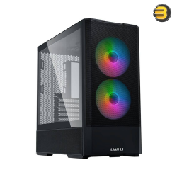 Lian Li Lancool 207 Mid Tower Case Black — 2x 140mm & 2x 120mm Pre-Installed Fan, Up to 360mm Radiator & 8x Fan Support, Steel & 4mm Tempered Glass Support