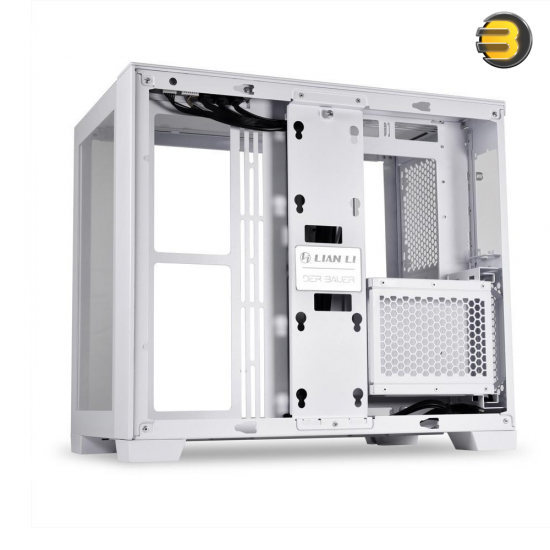 Lian Li O11 Dynamic Mini Snow White — Modular I/O (3/5/7 Slots), E-ATX Ready, up to 9-Fan Cooling, Water-Cooling Optimized