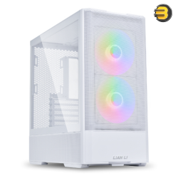 Lian Li Lancool 207 Mid Tower Case White — 2x 140mm & 2x 120mm Pre-Installed Fan, Up to 360mm Radiator & 8x Fan Support, Steel & 4mm Tempered Glass Support