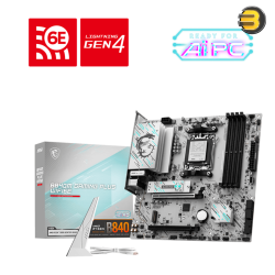 MSI B840M GAMING PLUS WIFI6E M-ATX AM5 AMD B840 Chipset — Supports Ryzen 9000/8000/7000 Series, 4x DDR5 up to 256GB 8000+ MHz, PCIe 4.0 x16, 2x M.2 Gen4, 4x SATA, Wi-Fi 6E, 2.5G LAN, USB-C 10Gbps, HDMI 2.1, Enhanced Cooling, Audio Boost, Frozr AI