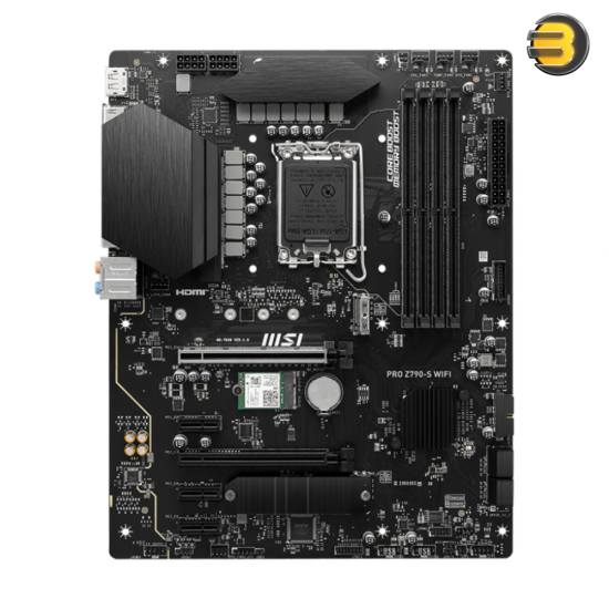 MSI PRO Z790-S WIFI Motherboard – LGA 1700, DDR5 up to 6600+ MHz (OC), 12+1+1 Power Design, PCIe 5.0, Extended Heatsink, Wi-Fi 6E, 2.5G LAN, Audio Boost, and Turbo USB for High-Performance Gaming and Productivity MSI PRO Z790-S WIFI Motherboard – LGA 1700, DDR5 up to 6600+ MHz (OC), 12+1+1 Power Design, PCIe 5.0, Extended Heatsink, Wi-Fi 6E, 2.5G LAN, Audio Boost, and Turbo USB for High-Performance Gaming and Productivity