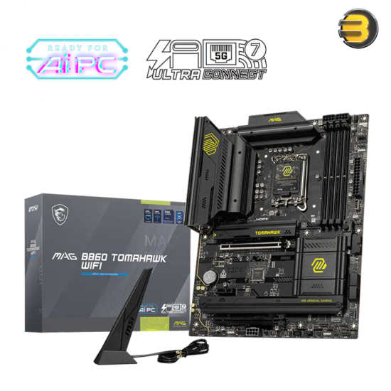 MSI MAG B860 TOMAHAWK WIFI ATX motherboard with DDR5 support, Wi-Fi 7, PCIe 5.0 and 5G LAN
