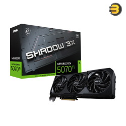 MSI GeForce RTX™ 5070 Ti 16G SHADOW 3X OC Graphics Card – 16GB GDDR7, Triple-Fan Cooling, PCIe 5.0, Factory Overclocked