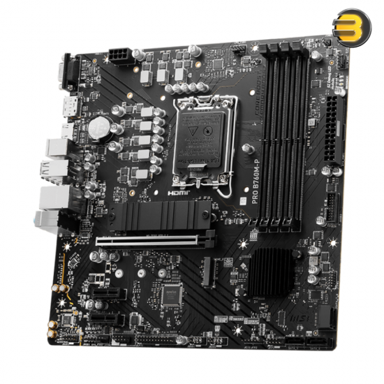 MSI PRO B760M-P – Intel LGA 1700 DDR5 Motherboard, Supports 14th/13th/12th Gen, Dual Channel DDR5 6800+MHz (OC), Core Boost, Memory Boost, PCIe 4.0 M.2 w/ M.2 Shield Frozr, Audio Boost, Steel Armor VGA Protection