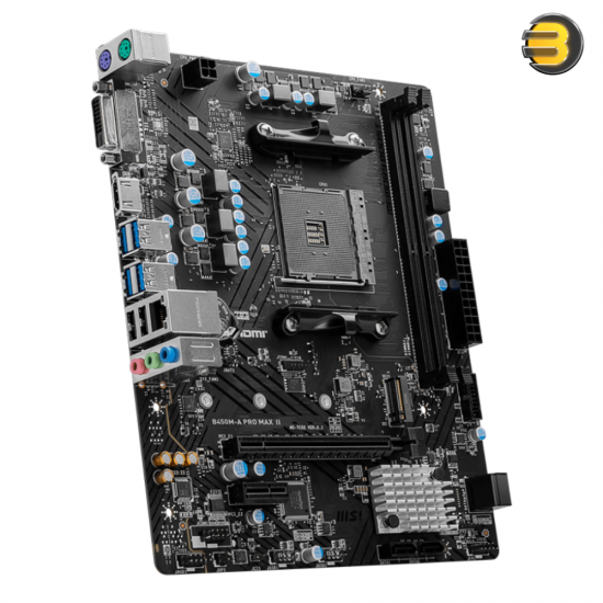 MSI B450M-A PRO MAX II Motherboard — mATX, Supports AMD 5000/4000/3000/2000/1000 Series AM4 Processors, M.2, SATA 6G, USB 3.2 Gen 1, DDR4, HDMI/DVI, 2.5Gbps LAN