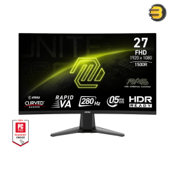 MSI MAG 276CXF – 27 Inch FHD 280Hz Curved Rapid VA Gaming Monitor, 1500R, 300 nits, 4000:1, 0.5ms, HDR Ready, Adaptive-Sync, DP 1.4a & 2x HDMI 2.0b, Frameless, Anti-Glare