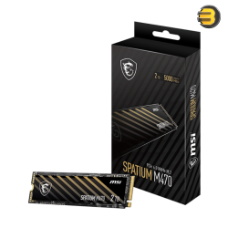 MSI SPATIUM M470 PCIe 4.0 NVMe M.2 2TB SSD – PCIe Gen4x4, 5000MB/s Read, 4400MB/s Write, 3300TBW, Data Security