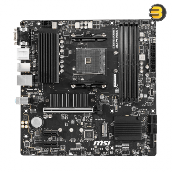MSI B550M PRO-VDH Micro-ATX Motherboard AMD Socket AM4 AMD B550 Chipset — Supports AMD Ryzen 3000/4000/5000 Series CPUs, 4x DDR4 DIMM up to 128GB 4400(OC) MHz, PCIe 4.0 x16, 2x PCIe 3.0 x1, 2x M.2 Slots (1x PCIe 4.0, 1x PCIe 3.0), 4x SATA 6Gb/s, Realtek 8