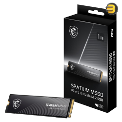 MSI SPATIUM M560 PCIe 5.0 NVMe M.2 1TB SSD – 10,300MB/s Read, 8,700MB/s Write, 1200 TBW, NVMe 2.0