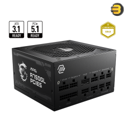 MSI MAG A750GL PCIE5 750W Power Supply — ATX 3.1 Full Modular, 80 PLUS Gold Efficiency, Native PCIe 5.1 16-pin Cable (450W), Supports NVIDIA GeForce RTX 40 Series, 120mm Fluid Dynamic Bearing Fan, Multiple Protection Features