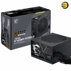 MSI MAG A750BN PCIE5 III 750W 80+ Bronze ATX 3.1 Non-Modular Power Supply – Native 12V-2x6 (12VHPWR) PCIe 5.1 Connector, 135mm Silent Fan, 10-Year Warranty
