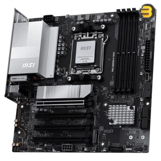 MSI PRO B850M-P WIFI AM5 motherboard with DDR5 support and PCIe 5.0 slot