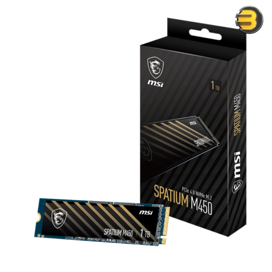 MSI SPATIUM M450 PCIe 4.0 NVMe M.2 1TB – High-Performance M.2 SSD, NVMe 1.4, PCIe Gen4x4, 3600MB/s Read, 3000MB/s Write, 1200 TBW, M.2 2280