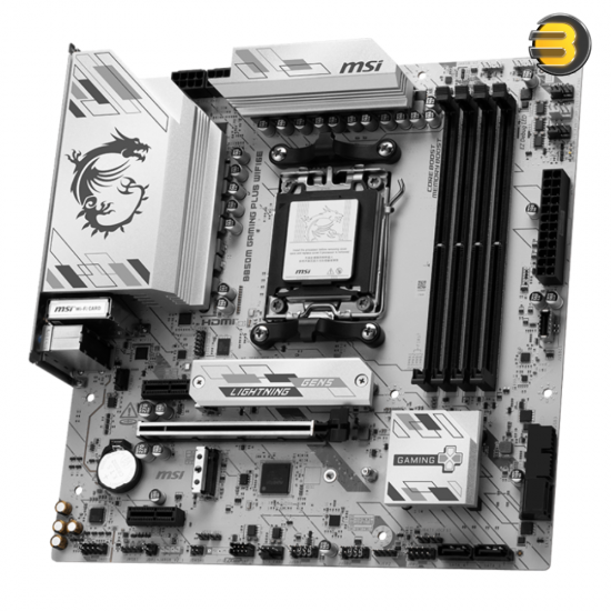 MSI B850M GAMING PLUS WIFI6E M-ATX AM5 Motherboard AMD B850 Chipset — Supports Ryzen 9000/8000/7000 Series, DDR5 up to 8200+ MT/s OC, PCIe 5.0 x16 with Steel Armor, 3x M.2 Slots (Gen5/Gen4/Gen3), 5G LAN, Wi-Fi 7, Audio Boost, 12+2+1 Power Design, Frozr AI