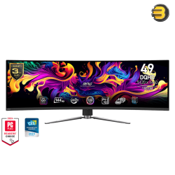 MSI MPG 491CQP QD-OLED, 49 Curved OLED Gaming Monitor, 5120 x 1440 (DQHD), OLED 0.03ms response time, 144Hz, True Black HDR 400, HDMI, DP Port, USB Type C, Tilt, Height