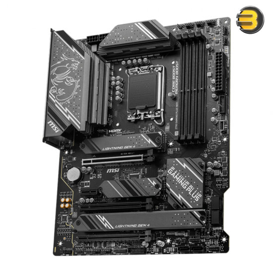 MSI Z790 GAMING PLUS WIFI ATX Motherboard Intel LGA1700 Socket Intel Z790 Chipset — Supports Intel 14th/13th/12th Gen Core, Pentium Gold, Celeron CPUs, 4x DDR5 up to 7200+(OC) MHz, PCIe 5.0 x16, 4x M.2 (PCIe 4.0), 6x SATA 6Gb/s, Intel Wi-Fi 6E, Bluetooth MSI Z790 GAMING PLUS WIFI ATX Motherboard Intel LGA1700 Socket Intel Z790 Chipset — Supports Intel 14th/13th/12th Gen Core, Pentium Gold, Celeron CPUs, 4x DDR5 up to 7200+(OC) MHz, PCIe 5.0 x16, 4x M.2 (PCIe 4.0), 6x SATA 6Gb/s, Intel Wi-Fi 6E, Bluetooth