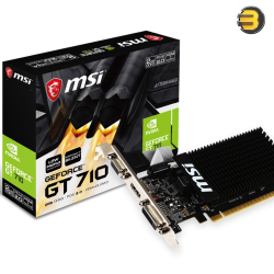 MSI GT 710 2GD3H LP – NVIDIA GeForce GT 710, 2GB DDR3, 64-bit, Low Profile Design, HDMI/DVI-D/VGA Outputs, HDCP Support, 19W Power Consumption, and DirectX 12 Compatibility for Compact and Efficient Computing