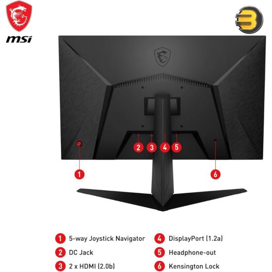 MSI G2412F 23.8 Inch FHD Gaming Monitor — 1920 x 1080 Rapid IPS Panel, 180 Hz / 1ms (GtG), 107% sRGB Color Gamut, Adaptive Sync - DP 1.2a, HDMI 2.0b CEC